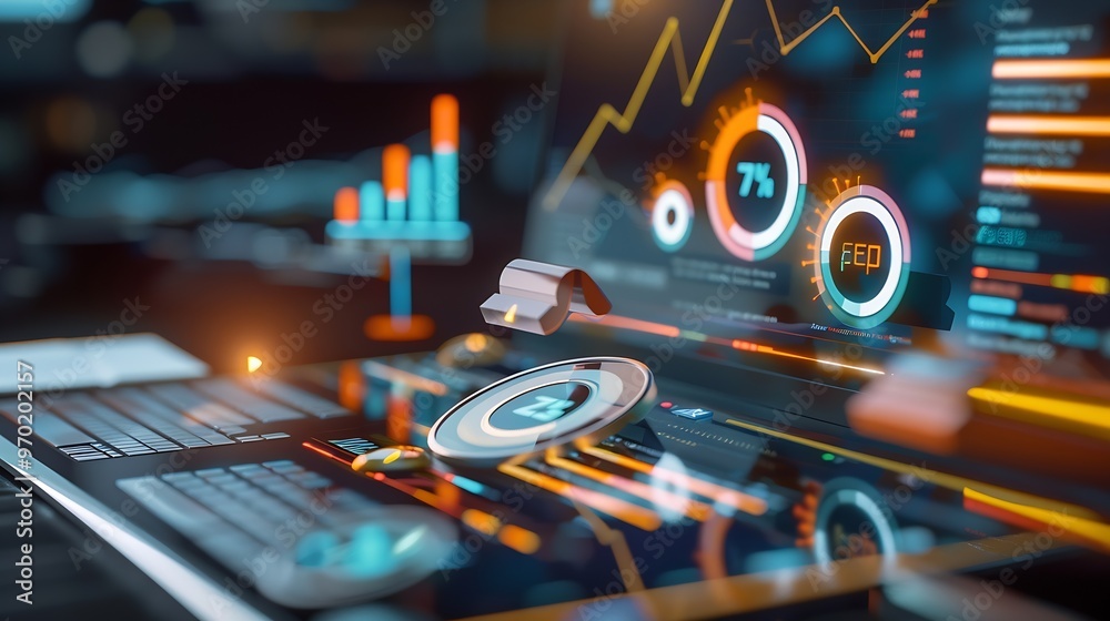 Aufkleber Online advertising concept Digital Marketing Strategies and Goals SEO PPC Ads on internet Ads dashboard digital marketing strategy analysis for branding : Generative AI