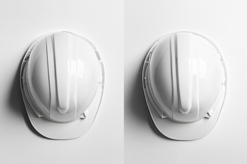 Two White Hard Hats on a White Background