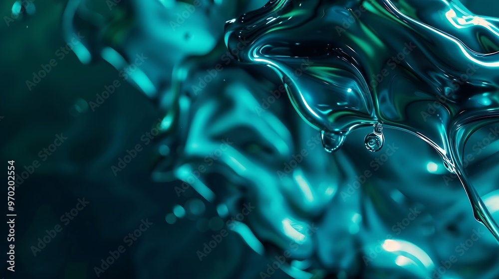 Fototapete abstract fluid elements with led teal illumination corporate gradient background : generative ai