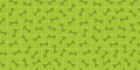 Seamless pattern features green checkered tiles with bone illustrations, perfect for Halloween, spooky backgrounds, cards, ads, party decorations, or creative  projects. Trick or Treat.
