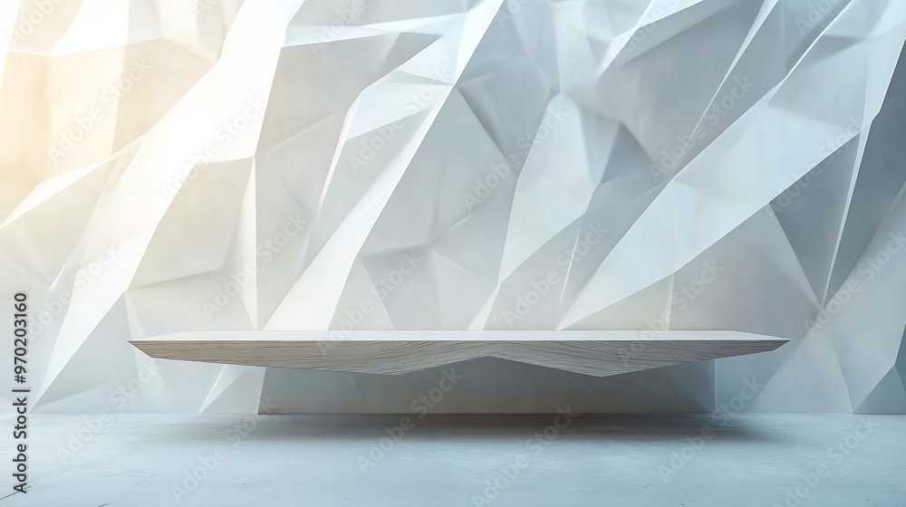 Aufkleber white abstract geometric background as stage with crossed lines corners and polygon shapes as wall w