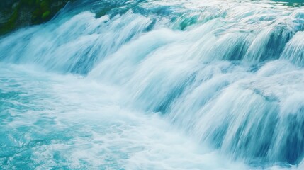 Obraz premium Water cascading down a waterfall in slow motion, creating fluid curves