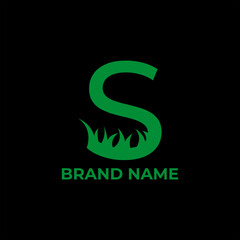 S letter Lawn Care illustration of a green symbol