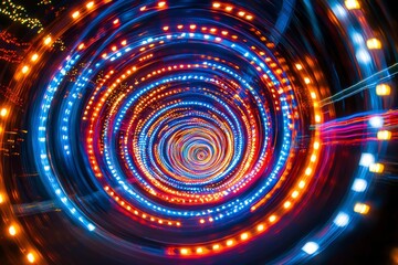 Obraz premium Abstract Circular Pattern of Blue, Red, and Yellow Lights