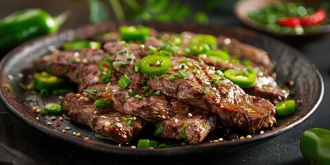 Beef steak with bell peppers