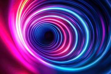 Abstract Swirling Neon Lights Tunnel