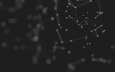 Abstract background. Molecules technology with polygonal shapes, connecting dots and lines. Connection structure. Big data visualization.