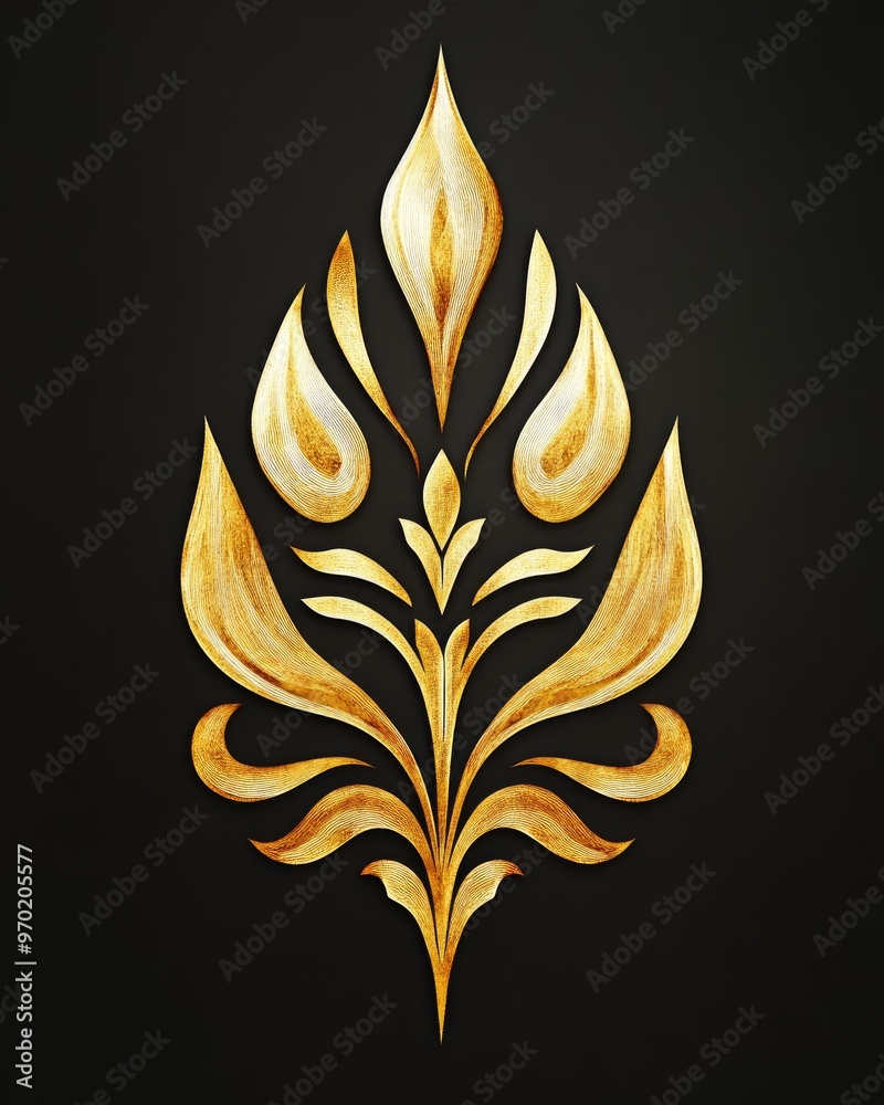 Wall mural elegant gold decorative element featuring a flame design