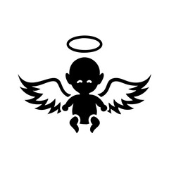 Cute Baby Angel Silhouette Icon - Transparent Background Clipart