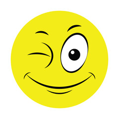Fototapeta premium Winking smiling yellow smiley face