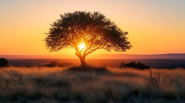 South Africa  18 may 2019 Kgalagadi National park landscape in South Africa during sunrise : Generative AI
