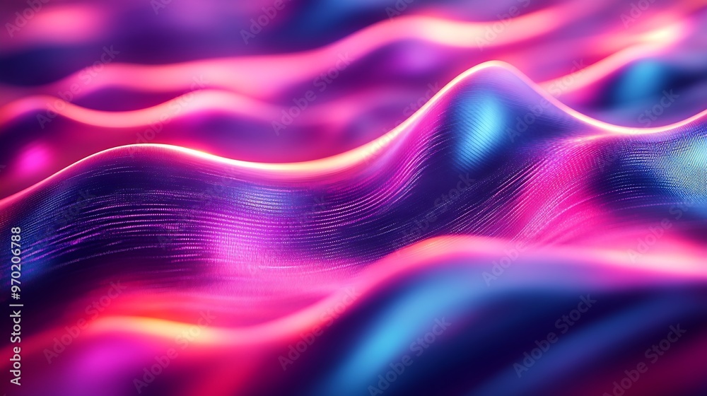Poster neon illuminated dynamic sheets wallpaper abstract business background : generative ai