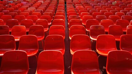 Fototapeta premium Seating Tiers: Rows of seats set in ascending levels, providing spectators with clear, unobstructed views of the event from various heights. 