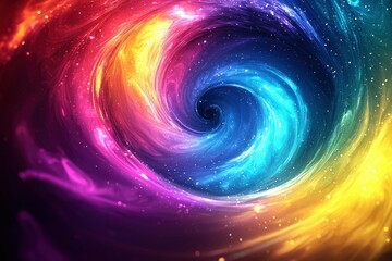 Abstract swirling galaxy with vibrant colors and stars