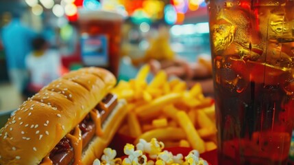 Concession Stands: Food and drink kiosks offering items like soda, hotdogs, and popcorn, perfect for grabbing a quick snack during the event.

