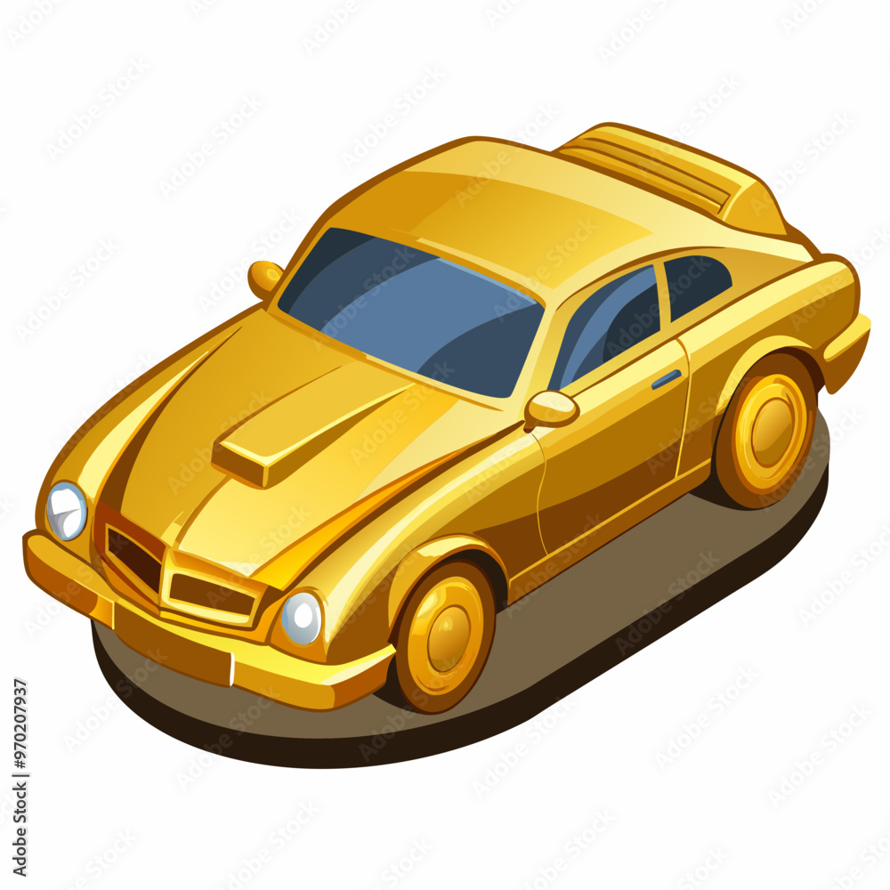 Wall mural yellow golden car isolated