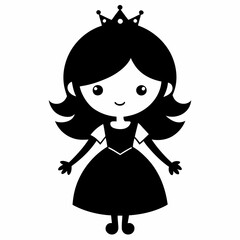 cute Princess black silhouette vector