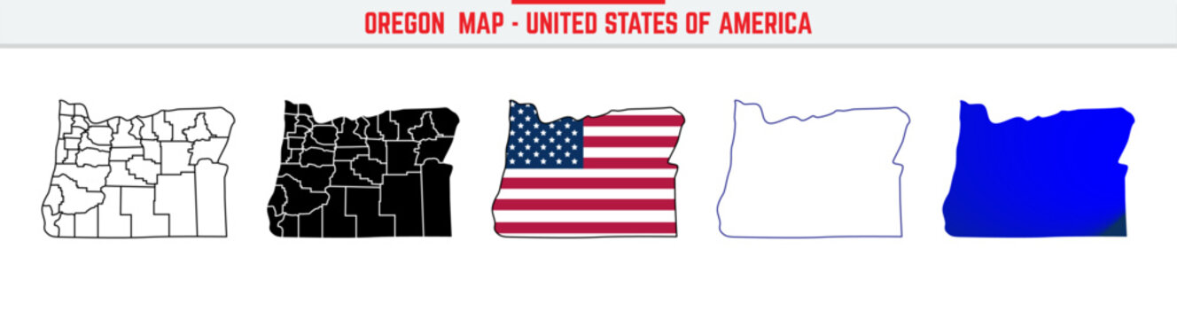 Oregon Map with editable stroke icon. Oregon USA State thin line icon, Oregon map vector illustration, Oregon, OR silhouette vector map