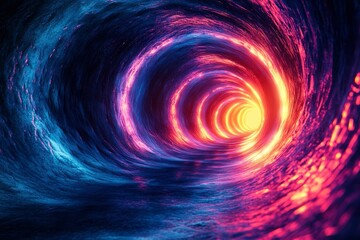 Abstract Swirling Tunnel with Glowing Light