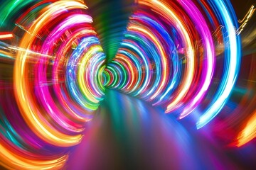 Obraz premium Abstract Tunnel of Colorful Swirling Light Trails