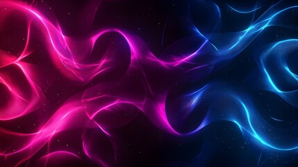 Obraz premium Neon-colored spirals and swirls, glowing vividly on a black background, seamless pattern, electric tones, cyberpunk style.