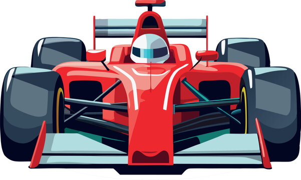 Red racing car speeding on a white background