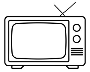 Old television line art illustration,TV line art vector illustration