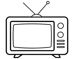 Old television line art illustration,TV line art vector illustration