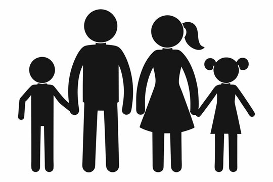 recommend clip art: stick figure family black silhouette vector icon