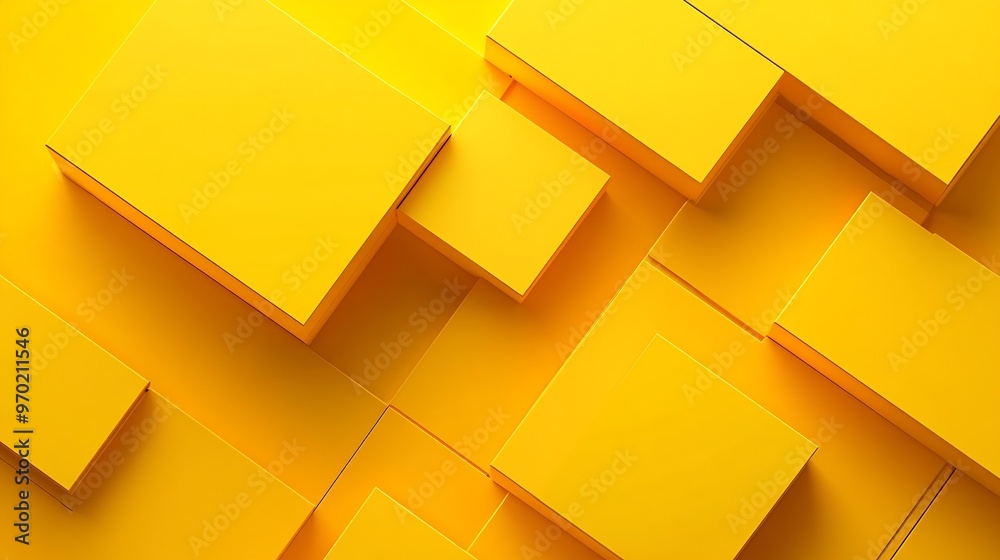 Aufkleber geometric 3d yellow abstract background wallpaper with copy space : generative ai