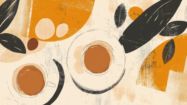 Cozy autumn brunch decor in trendy beige and brown shades with a minimalist seasonal aesthetic