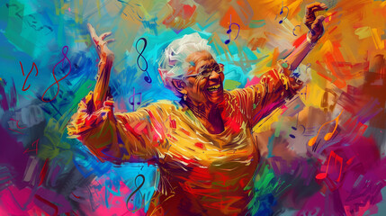 Fototapeta premium art happy elderly