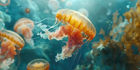 Sea animal jellyfish in ocean museum