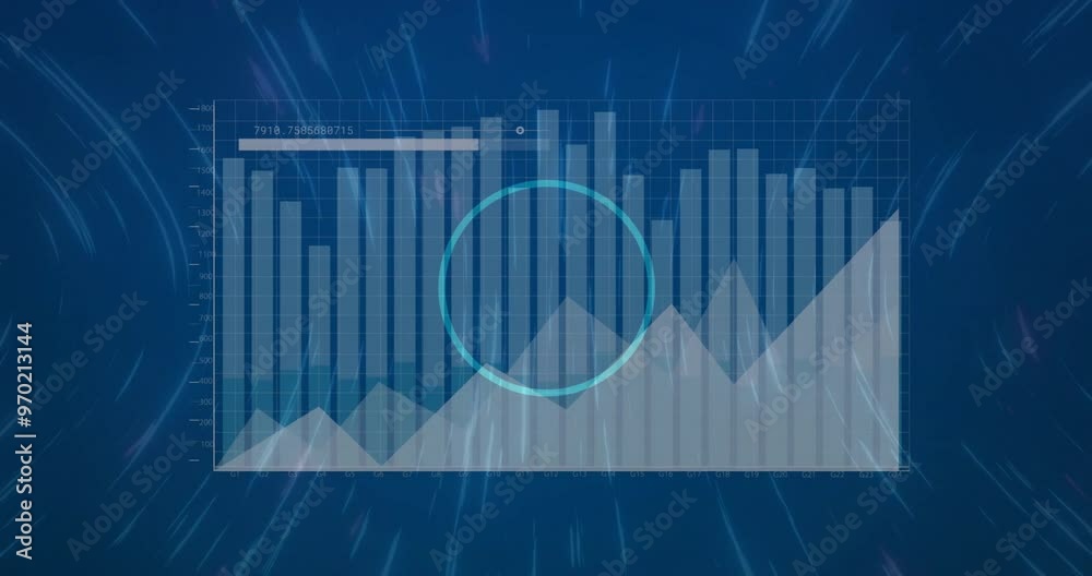 Poster animation of financial data processing over scope scanning