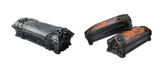 Halloween Coffins Used as Decorations, Isolated on Transparent Background, PNG