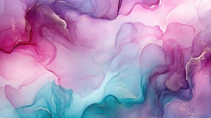 Obraz premium Hypnotic pink painting with alcohol ink Freedom theme featuring beautiful silk and a fantastic concert vibe Exotic grey template with psychedelic summer textile and blue tones