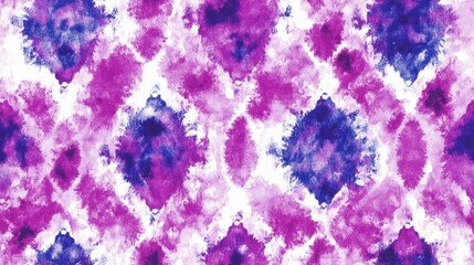 Vivid Illustration of Batik Seamless Brush featuring Fluorescent Folk Pattern Tie Dye Texture with Violet Watercolor Fabric Bright Ikat Kaleidoscope Design