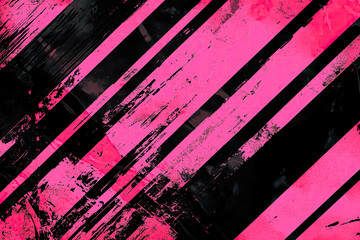 Abstract background with neon pink and black diagonal stripes, creating a bold contrast, thick gritty brush strokes.