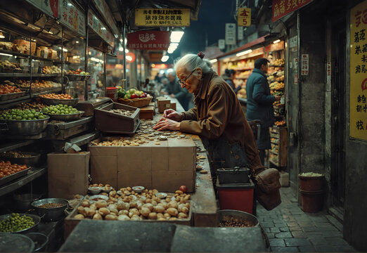 Bustling Night Market Scene
