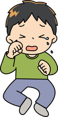 泣いている男の子全身