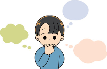 考える男の子吹き出しつき