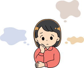 悩んでいる女の子吹き出しつき