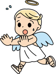 慌てて追いかける天使