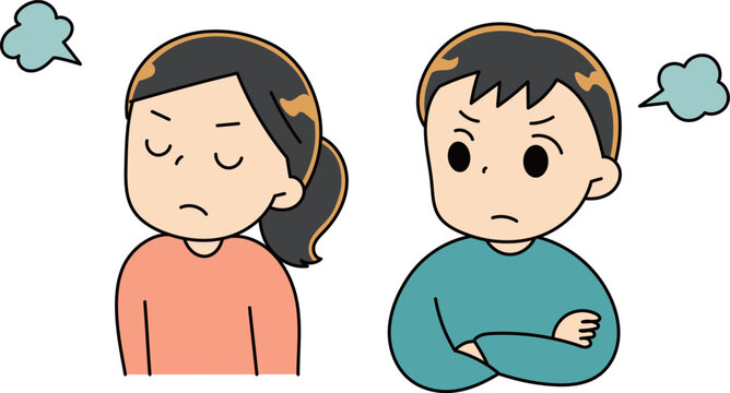 喧嘩をしている男の子と女の子