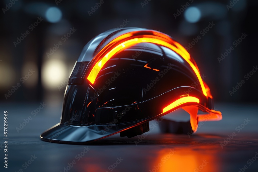 Poster Black Hard Hat with Orange Glow