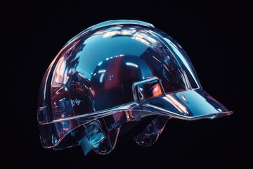 Fototapeta premium Shiny Hard Hat with Blue and Pink Reflections