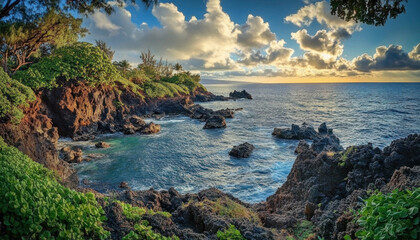 Fototapeta premium Maui, Hawaii, tropical island, paradise, ocean, vacation photo, typical place