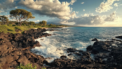 Obraz premium Maui, Hawaii, tropical island, paradise, ocean, vacation photo, typical place