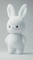 Obraz premium A cute plush bunny with long ears, perfect for children's toys or decorative purposes, bringing joy and comfort to any space.