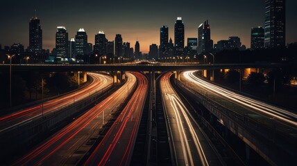 Fototapeta premium Cityscape with Highway and Lights